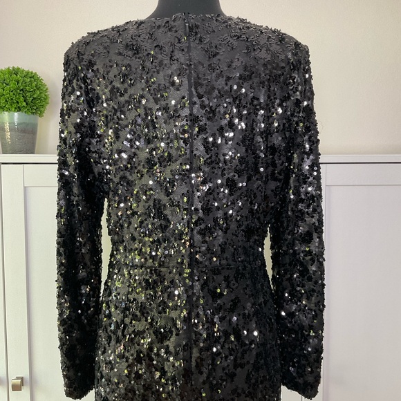 Dress the Population V-Neck Sequin Midi Dress Black Size XL - Picture 8 of 16